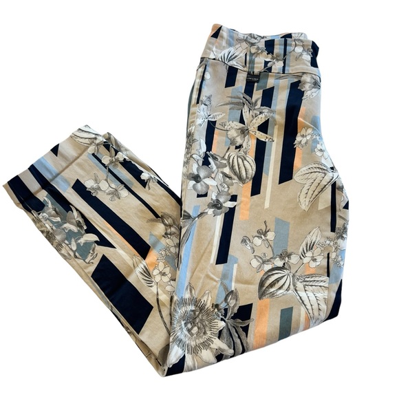 Lisette L Montreal Slim Ankle Pant Passion Floral Print Beige Size 8 - Picture 2 of 12